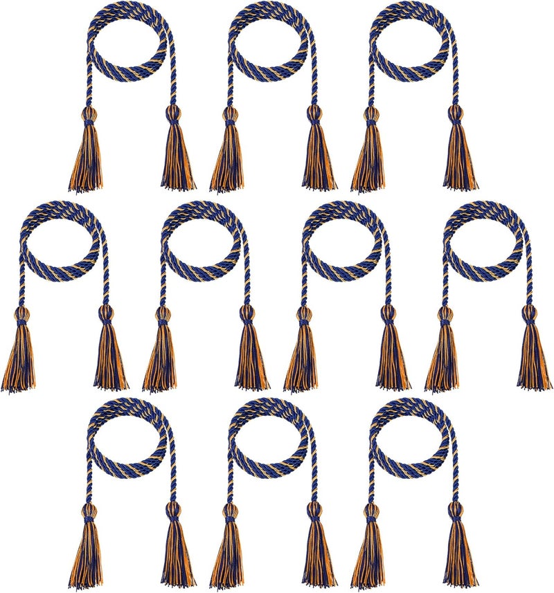 D DODOU 10 Pieces Graduation Cords Polyester Graduation Honor Braided Cords with Sewing Tassels for Bachelor, Master, Doctor 68" Long (Royal Blue Orange) - Image 1